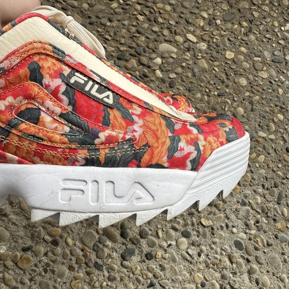 Fila Disruptor 2 Women’s Floral Textile Chunky Sneakers Size 7‎ Red Pattern - Picture 5 of 13